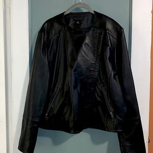 Halogen black faux leather jacket with A-line zipper
